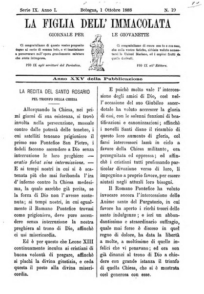 La figlia dell'immacolata periodico bolognese per le giovinette cattoliche