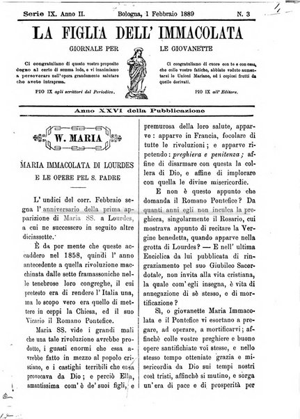 La figlia dell'immacolata periodico bolognese per le giovinette cattoliche