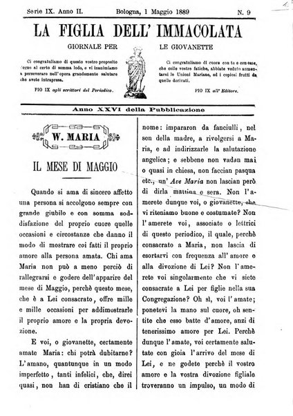 La figlia dell'immacolata periodico bolognese per le giovinette cattoliche