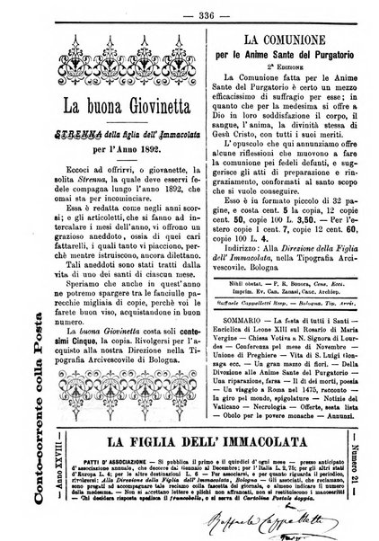 La figlia dell'immacolata periodico bolognese per le giovinette cattoliche