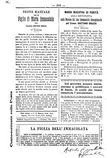 La figlia dell'immacolata periodico bolognese per le giovinette cattoliche