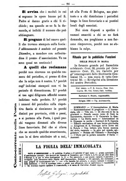 La figlia dell'immacolata periodico bolognese per le giovinette cattoliche