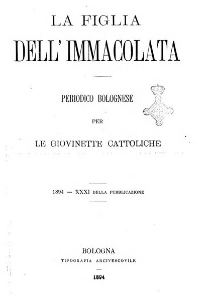 La figlia dell'immacolata periodico bolognese per le giovinette cattoliche