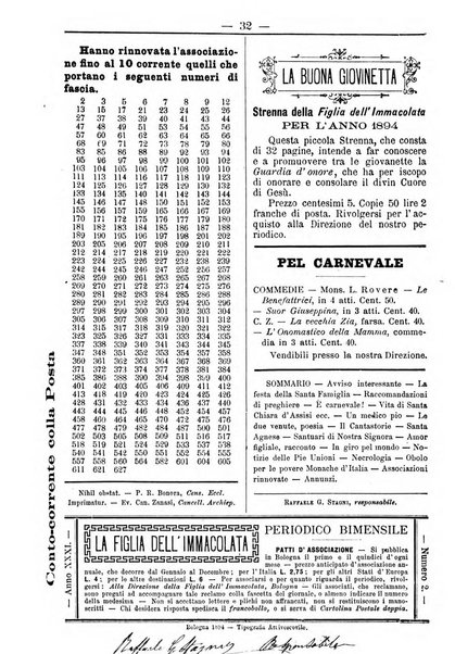 La figlia dell'immacolata periodico bolognese per le giovinette cattoliche