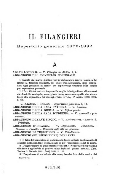 Il Filangieri rivista periodica mensuale di scienze giuridiche e politico-amministrative