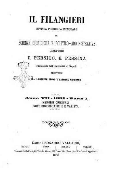 Il Filangieri rivista periodica mensuale di scienze giuridiche e politico-amministrative