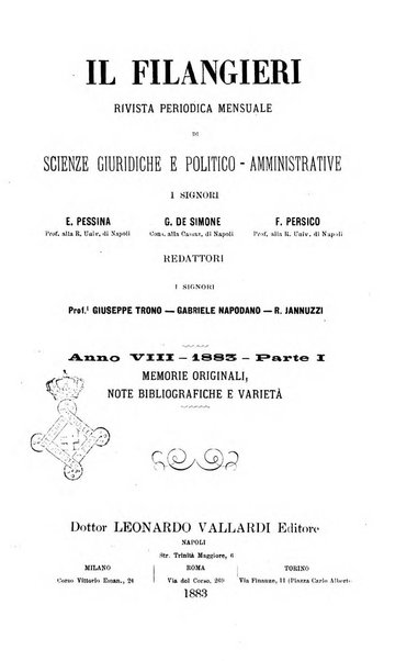 Il Filangieri rivista periodica mensuale di scienze giuridiche e politico-amministrative