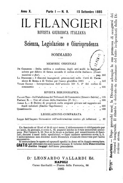 Il Filangieri rivista periodica mensuale di scienze giuridiche e politico-amministrative