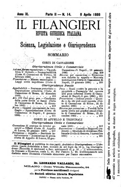 Il Filangieri rivista periodica mensuale di scienze giuridiche e politico-amministrative