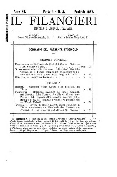 Il Filangieri rivista periodica mensuale di scienze giuridiche e politico-amministrative