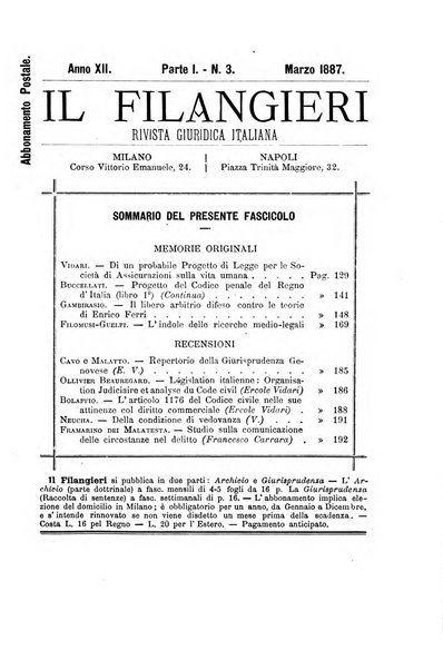 Il Filangieri rivista periodica mensuale di scienze giuridiche e politico-amministrative