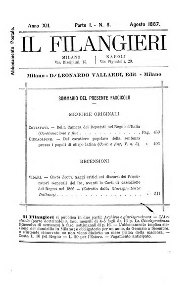 Il Filangieri rivista periodica mensuale di scienze giuridiche e politico-amministrative