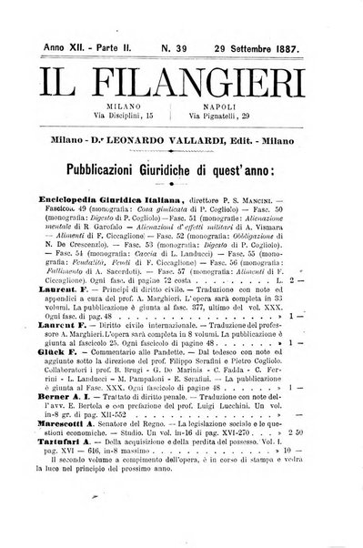 Il Filangieri rivista periodica mensuale di scienze giuridiche e politico-amministrative