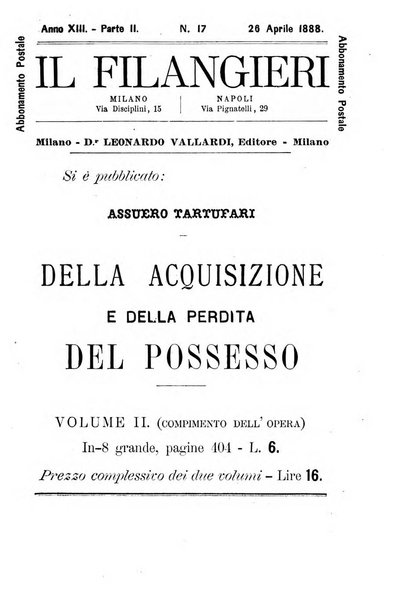 Il Filangieri rivista periodica mensuale di scienze giuridiche e politico-amministrative