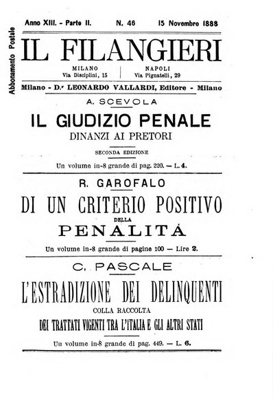 Il Filangieri rivista periodica mensuale di scienze giuridiche e politico-amministrative