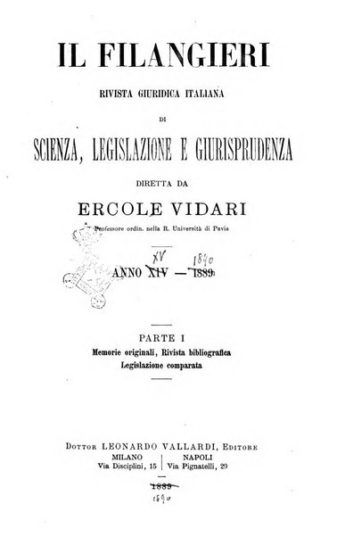 Il Filangieri rivista periodica mensuale di scienze giuridiche e politico-amministrative