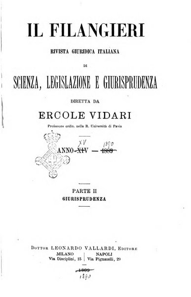 Il Filangieri rivista periodica mensuale di scienze giuridiche e politico-amministrative