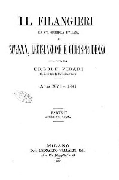 Il Filangieri rivista periodica mensuale di scienze giuridiche e politico-amministrative