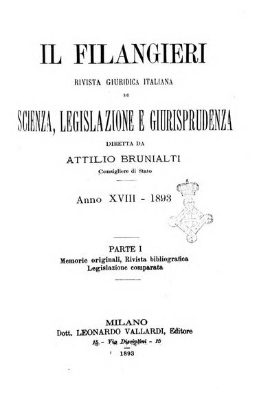 Il Filangieri rivista periodica mensuale di scienze giuridiche e politico-amministrative