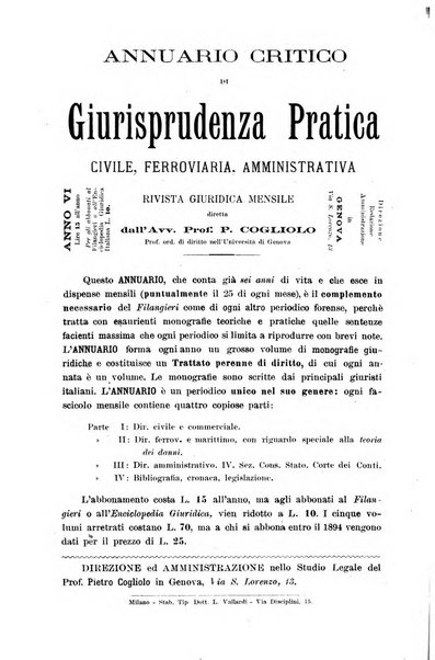 Il Filangieri rivista periodica mensuale di scienze giuridiche e politico-amministrative