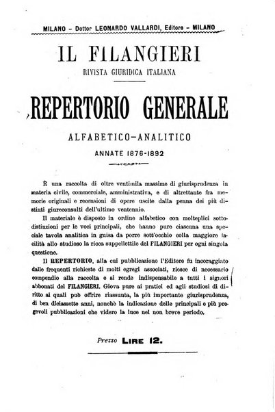 Il Filangieri rivista periodica mensuale di scienze giuridiche e politico-amministrative