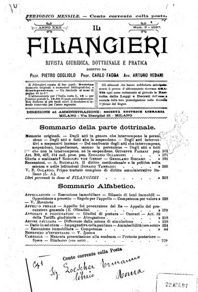 Il Filangieri rivista periodica mensuale di scienze giuridiche e politico-amministrative