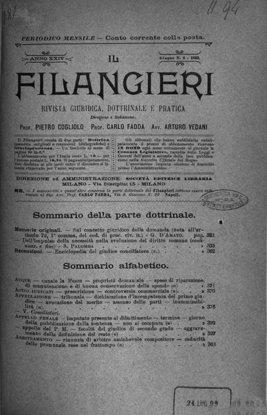 Il Filangieri rivista periodica mensuale di scienze giuridiche e politico-amministrative