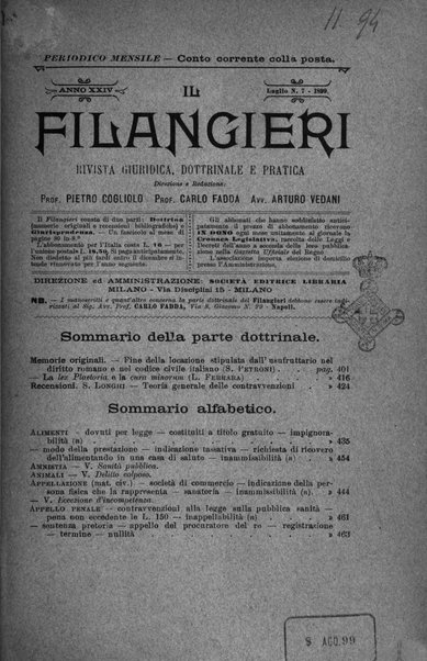 Il Filangieri rivista periodica mensuale di scienze giuridiche e politico-amministrative