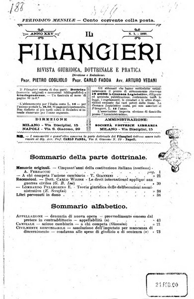 Il Filangieri rivista periodica mensuale di scienze giuridiche e politico-amministrative