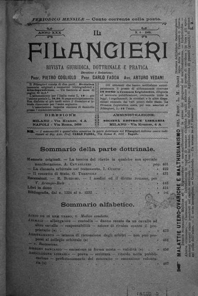 Il Filangieri rivista periodica mensuale di scienze giuridiche e politico-amministrative