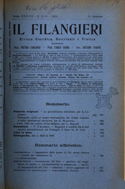 Il Filangieri rivista periodica mensuale di scienze giuridiche e politico-amministrative