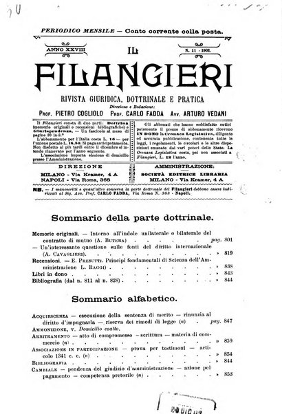 Il Filangieri rivista periodica mensuale di scienze giuridiche e politico-amministrative