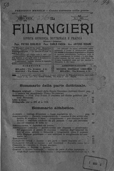 Il Filangieri rivista periodica mensuale di scienze giuridiche e politico-amministrative