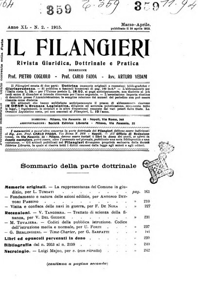 Il Filangieri rivista periodica mensuale di scienze giuridiche e politico-amministrative