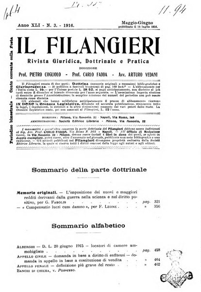 Il Filangieri rivista periodica mensuale di scienze giuridiche e politico-amministrative