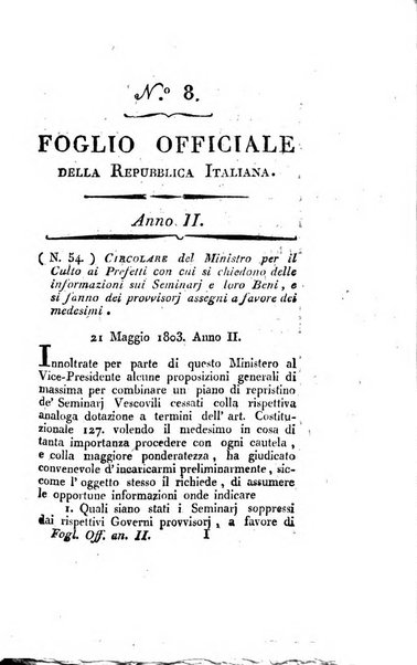 Foglio officiale della Repubblica italiana contenente i decreti, proclami, circolari ed avvisi, riguardanti l'amministrazione, pubblicati ...