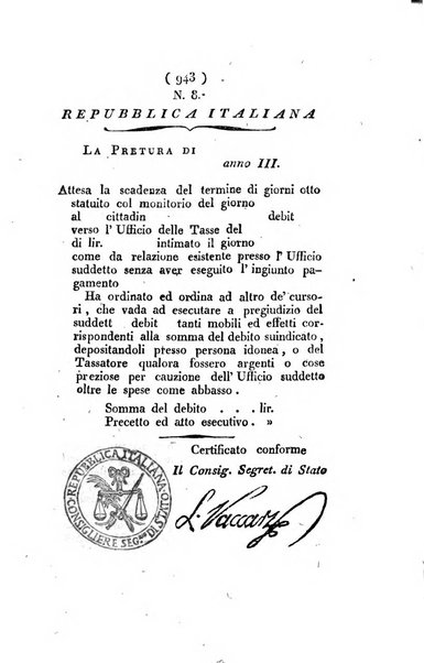 Foglio officiale della Repubblica italiana contenente i decreti, proclami, circolari ed avvisi, riguardanti l'amministrazione, pubblicati ...