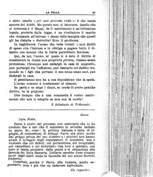 La folla periodico settimanale illustrato