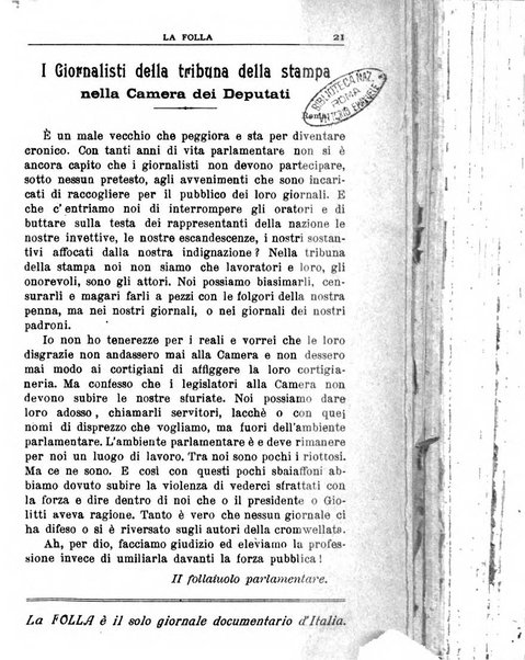 La folla periodico settimanale illustrato