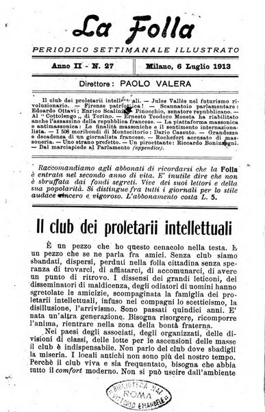 La folla periodico settimanale illustrato