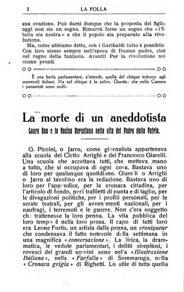 La folla periodico settimanale illustrato