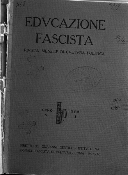 Educazione fascista rivista mensile di cultura politica