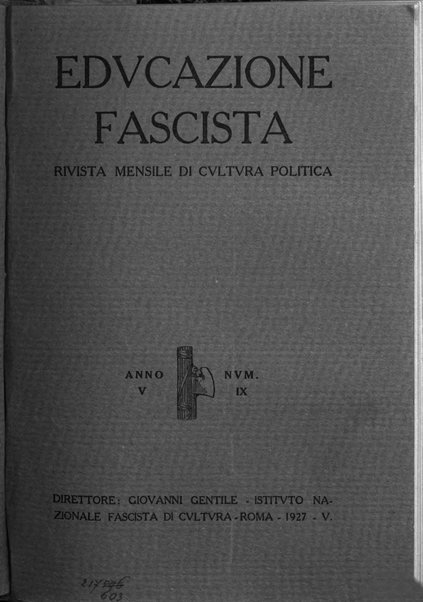 Educazione fascista rivista mensile di cultura politica