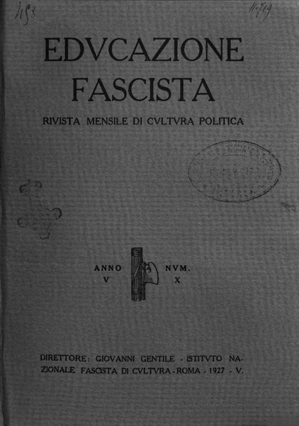 Educazione fascista rivista mensile di cultura politica