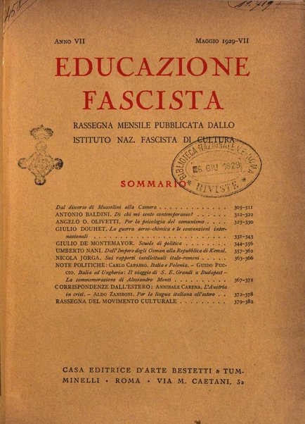 Educazione fascista rivista mensile di cultura politica