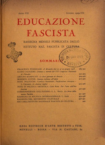 Educazione fascista rivista mensile di cultura politica