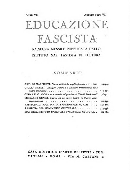 Educazione fascista rivista mensile di cultura politica