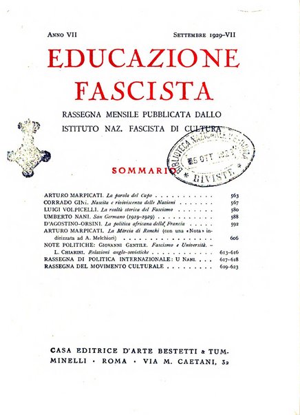 Educazione fascista rivista mensile di cultura politica