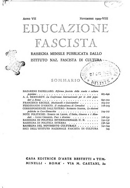 Educazione fascista rivista mensile di cultura politica