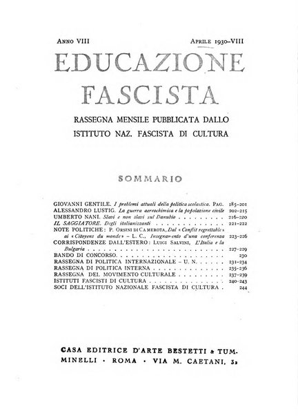 Educazione fascista rivista mensile di cultura politica